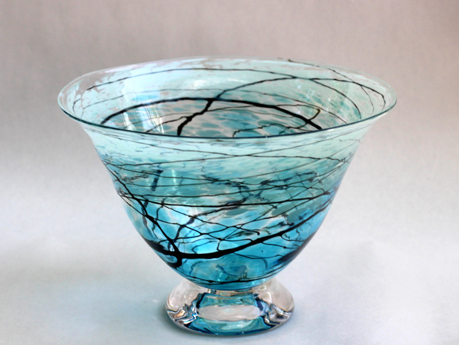 DB-798 Bowl - Aqua Lightning Straight Rim $69 at Hunter Wolff Gallery